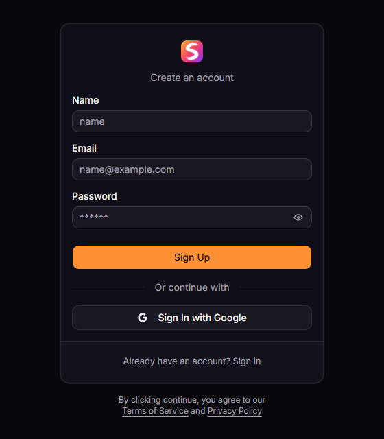The Small Town Boy AI sign-up form
